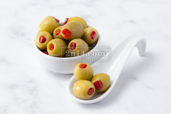 Kapya Biber Dolgulu Yeşil Zeytin (GDO - Kurşun - Pestisit Analizli)